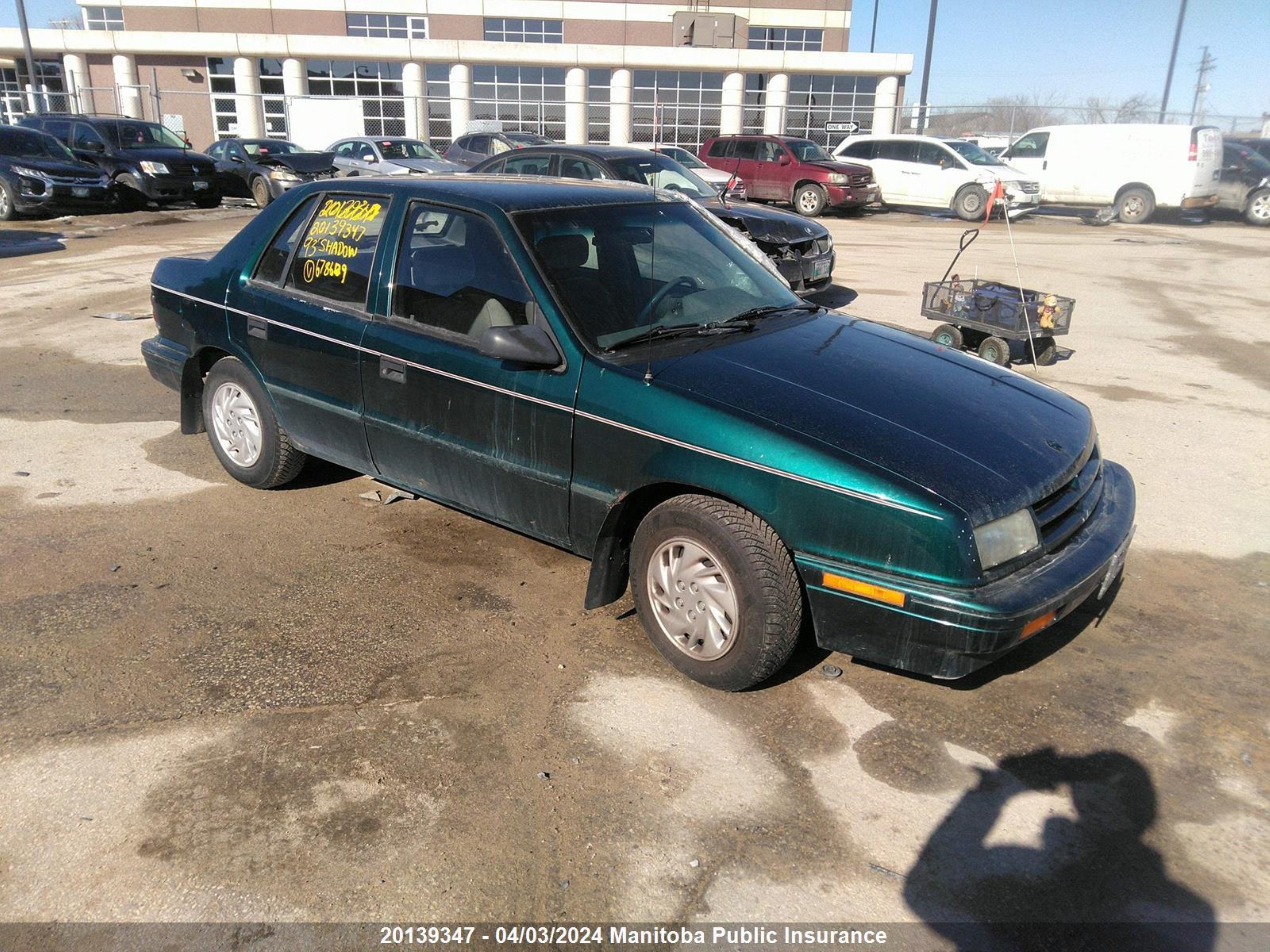 DODGE SHADOW 1993 1b3xp28d7pn678689