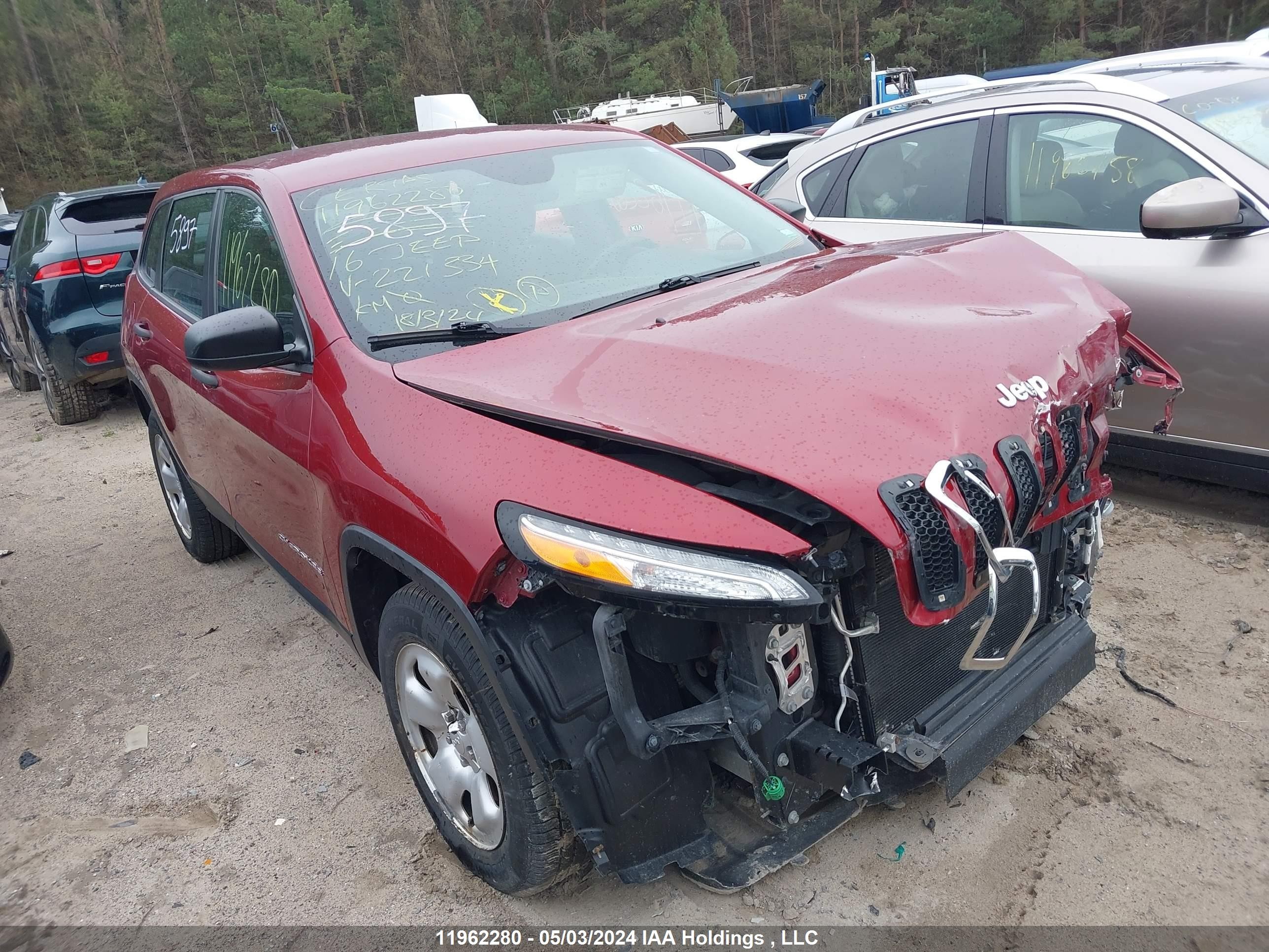 JEEP CHEROKEE 2016 1c4pjmab0gw221334