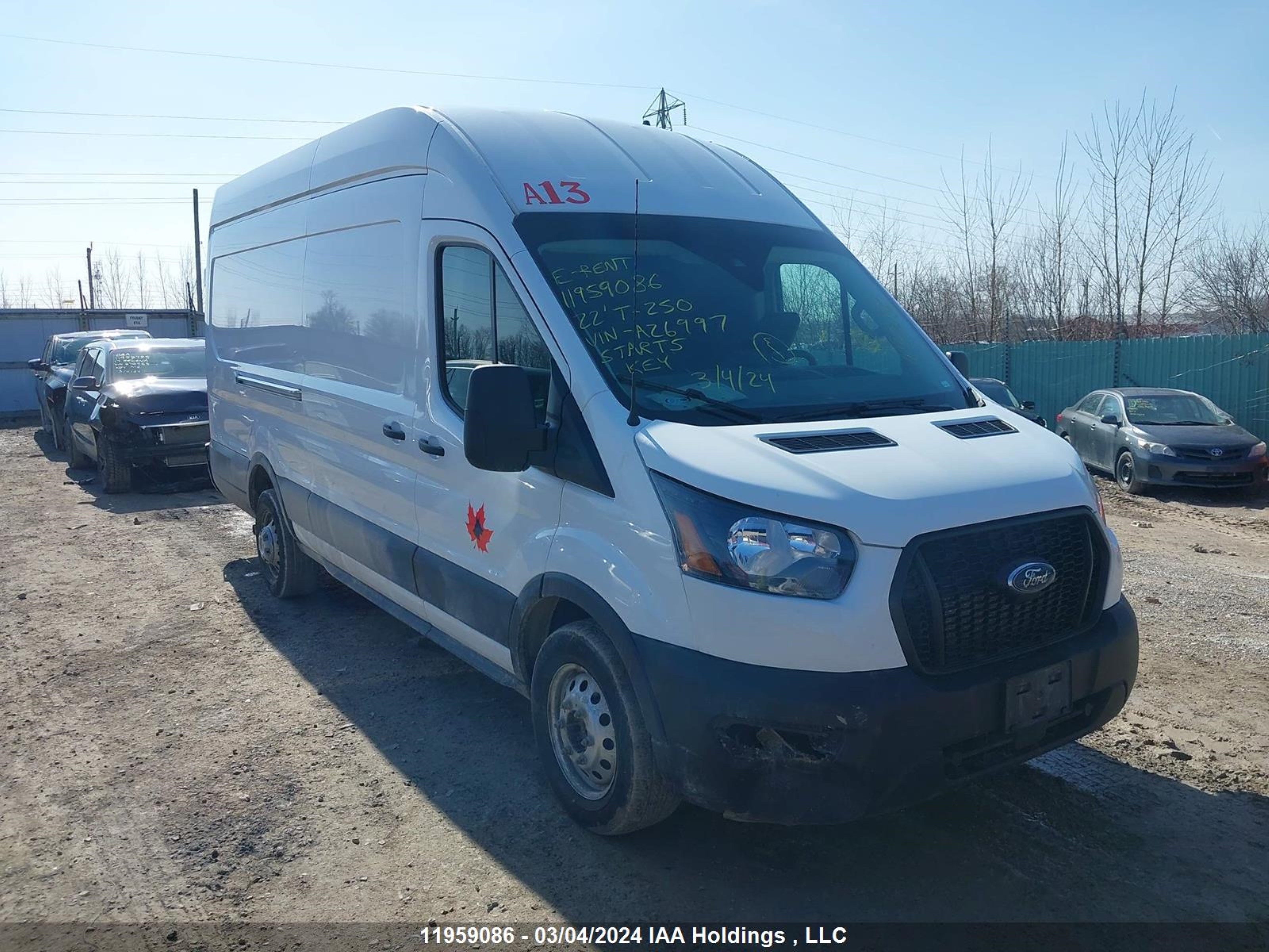 FORD TRANSIT 2022 1ftbr3u82nka26997