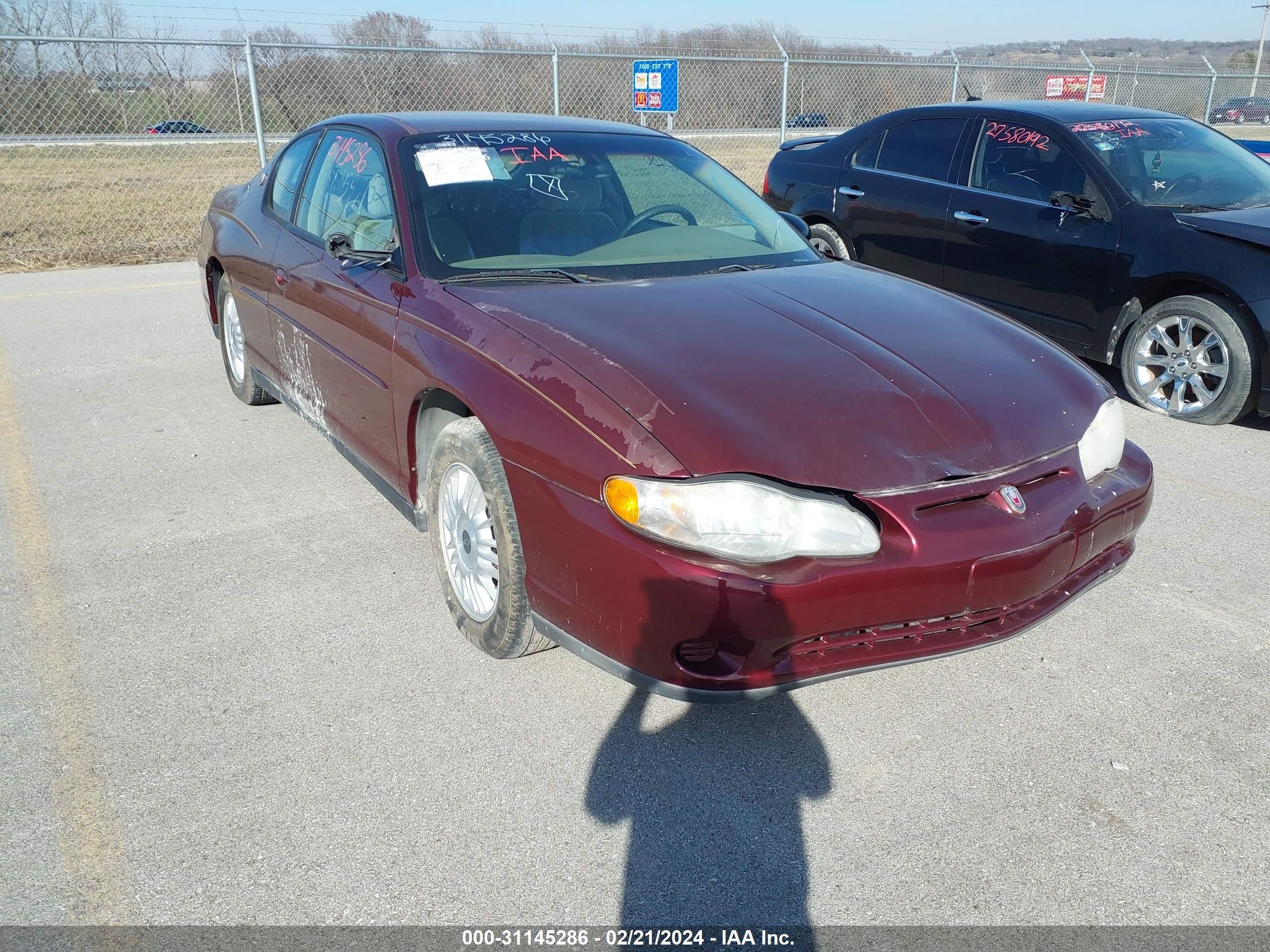 CHEVROLET MONTE CARLO 2002 2g1ww12e929176635