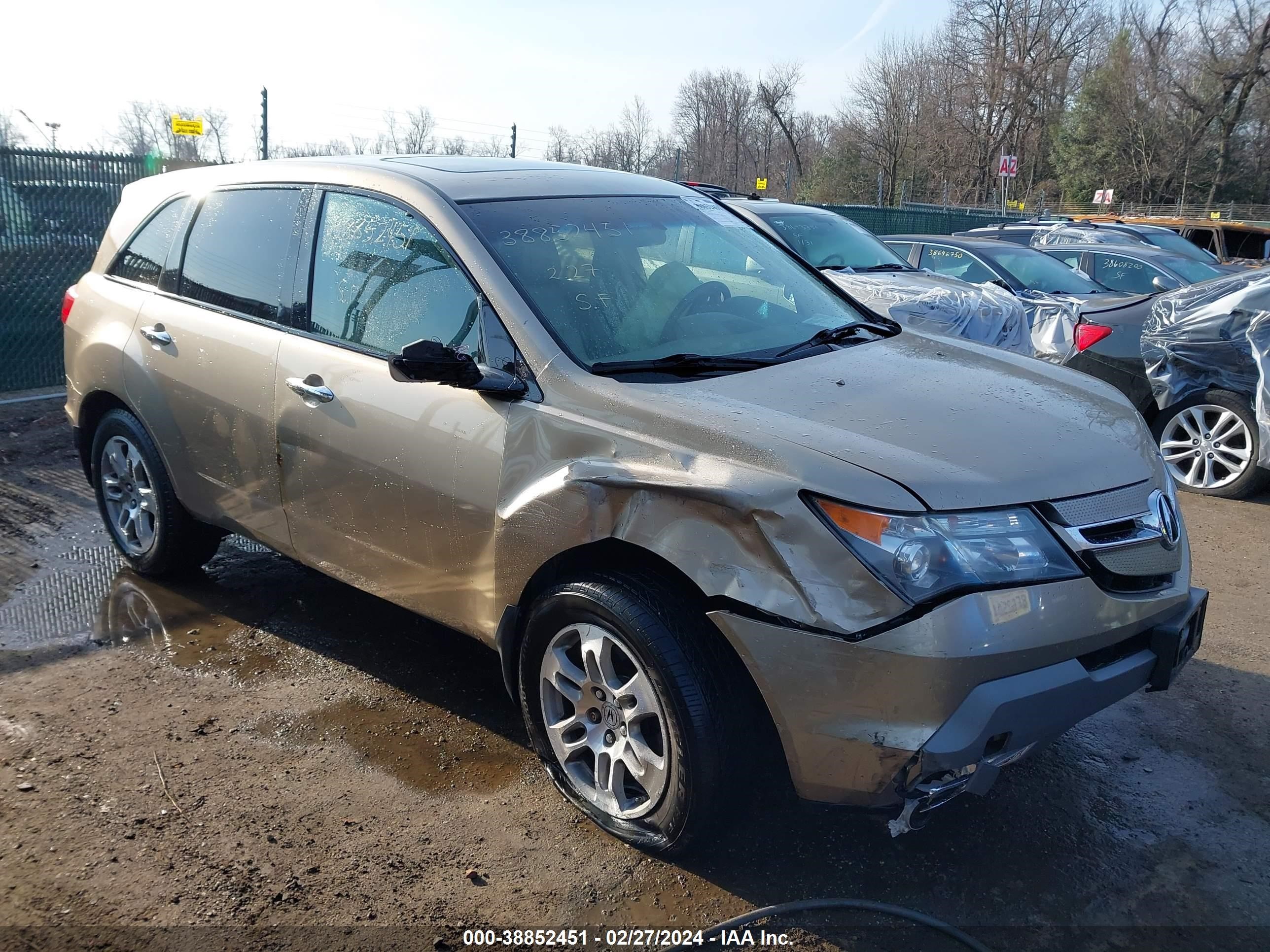 ACURA MDX 2007 2hnyd28457h544312