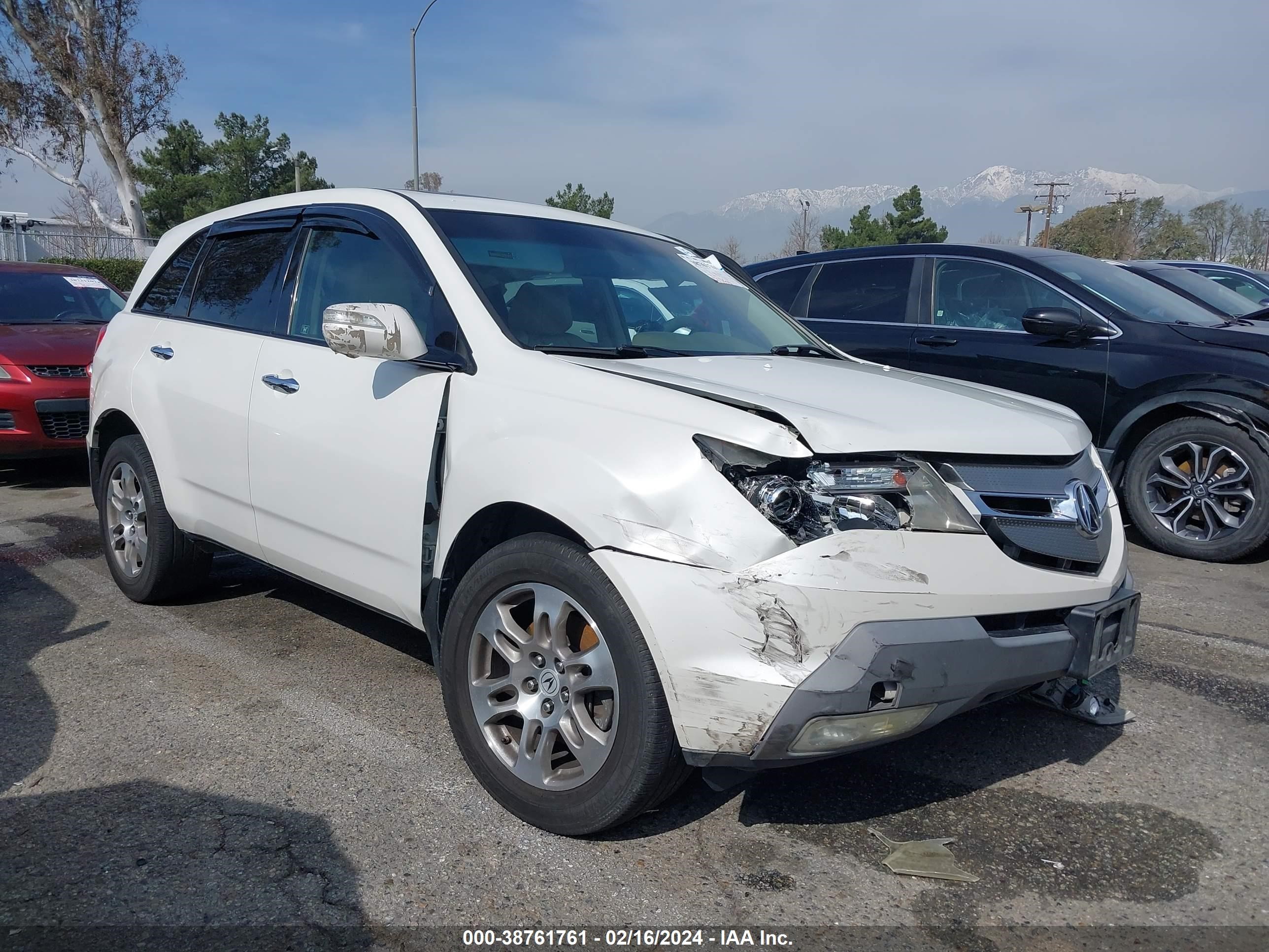 ACURA MDX 2008 2hnyd285x8h533587