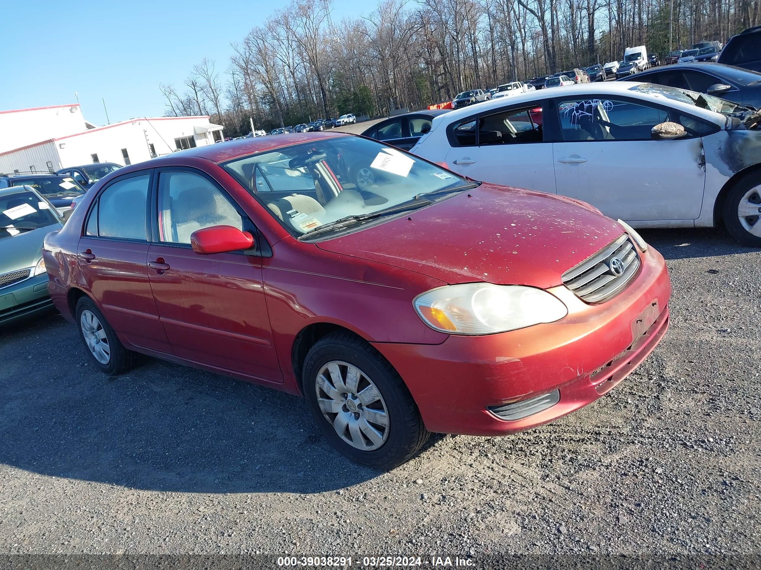 TOYOTA COROLLA 2003 2t1br32e03c081780