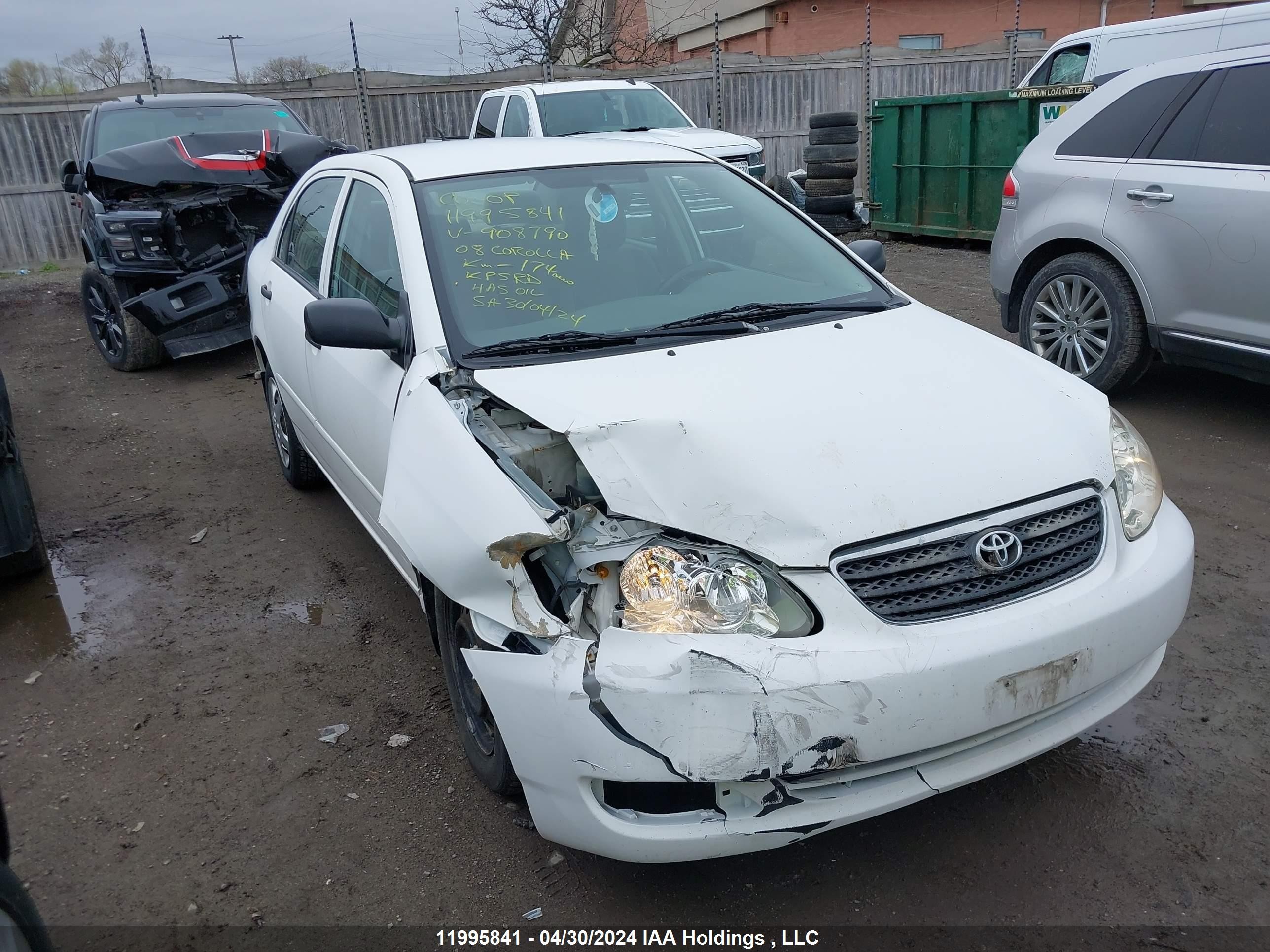 TOYOTA COROLLA 2008 2t1br32ex8c908790