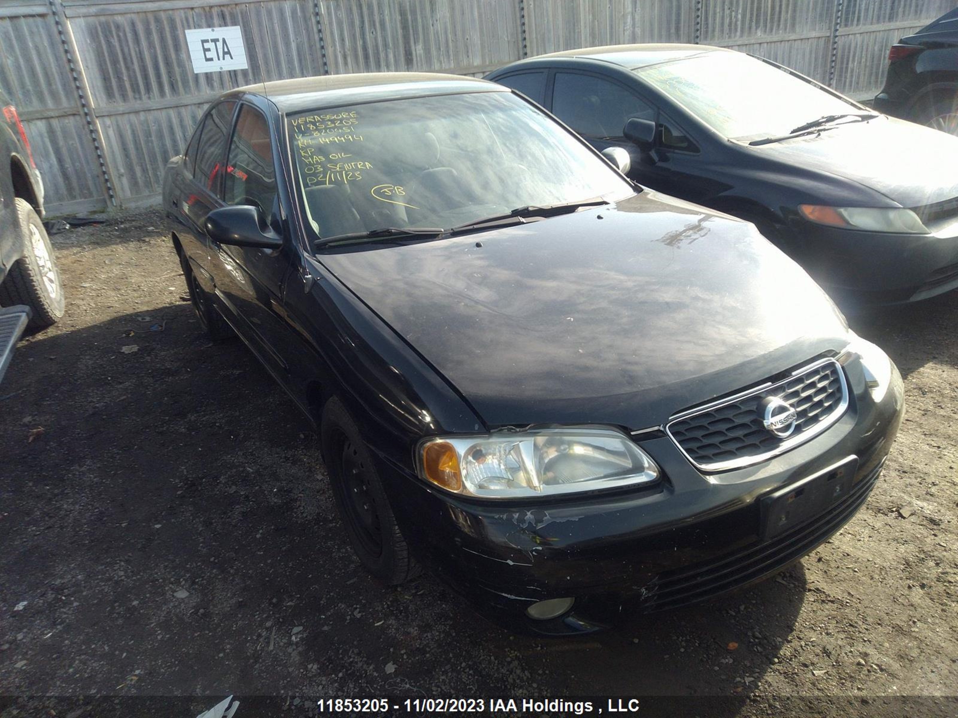 NISSAN SENTRA 2003 3n1cb51d03l820451