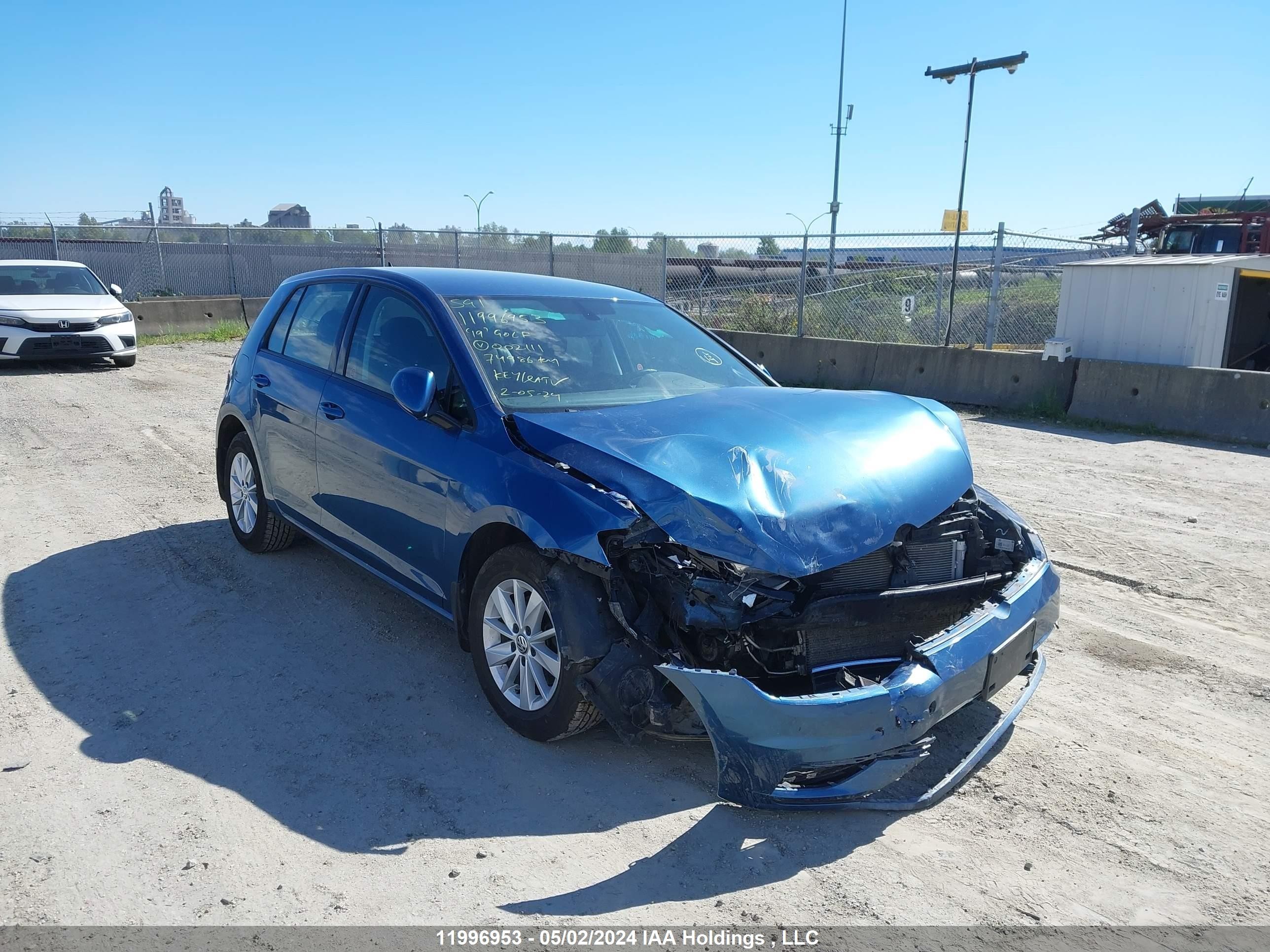 VOLKSWAGEN GOLF 2019 3vwg57au7km002111