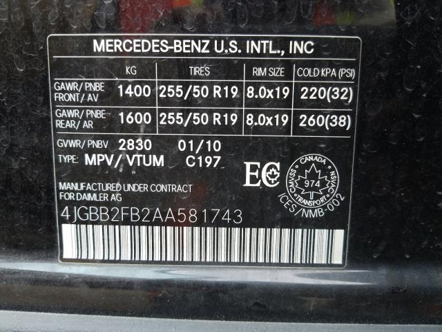 MERCEDES-BENZ NULL 2010 4jgbb2fb2aa581743