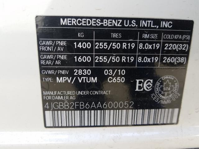 MERCEDES-BENZ ML 350 BLU 2010 4jgbb2fb6aa600052