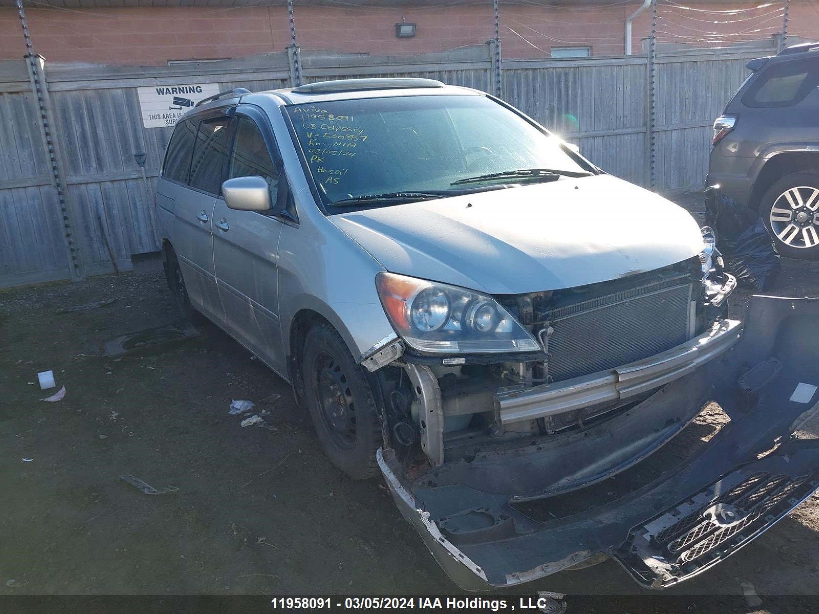 HONDA ODYSSEY 2008 5fnrl38788b500857