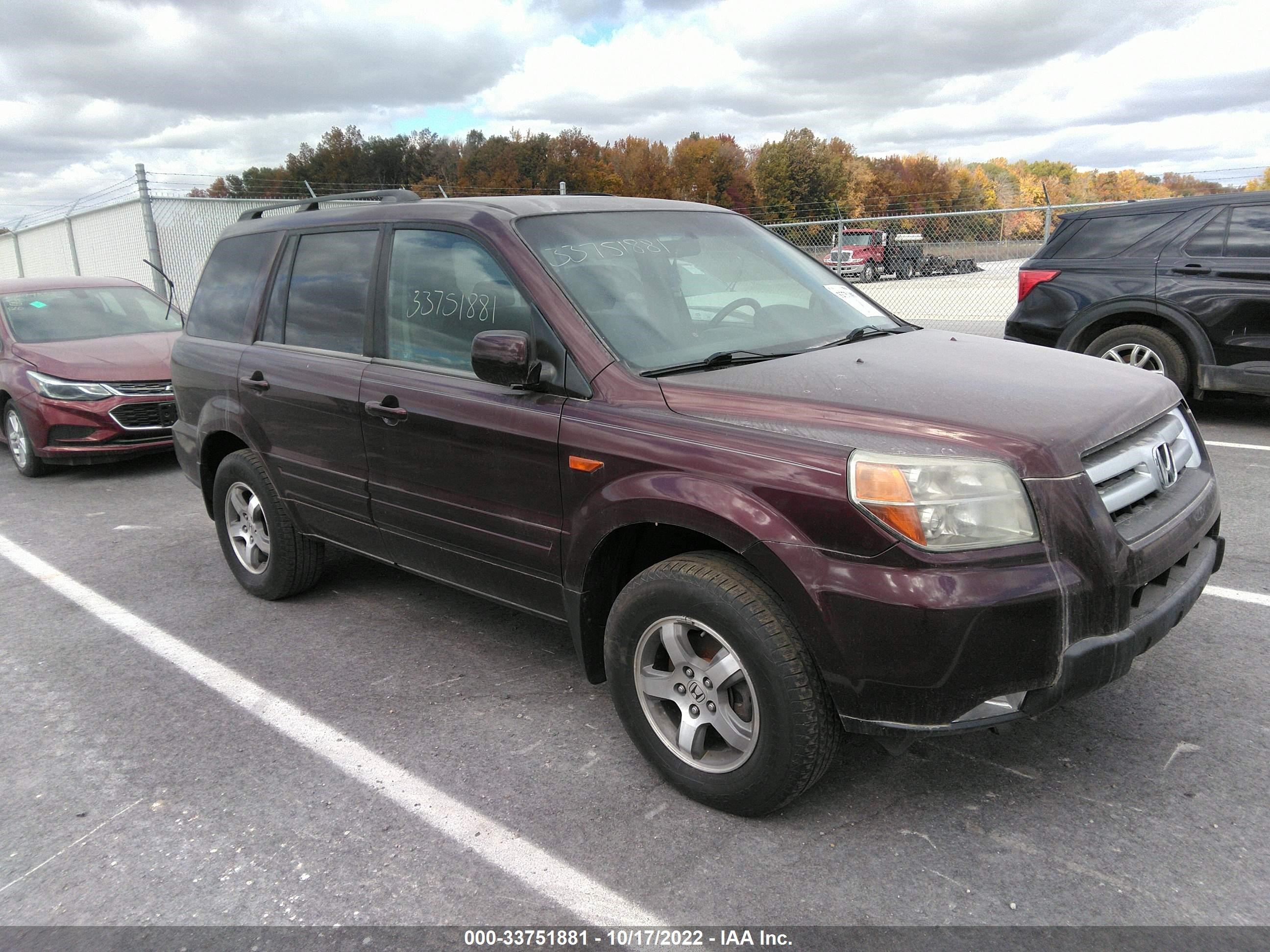 HONDA PILOT 2007 5fnyf187x7b015481