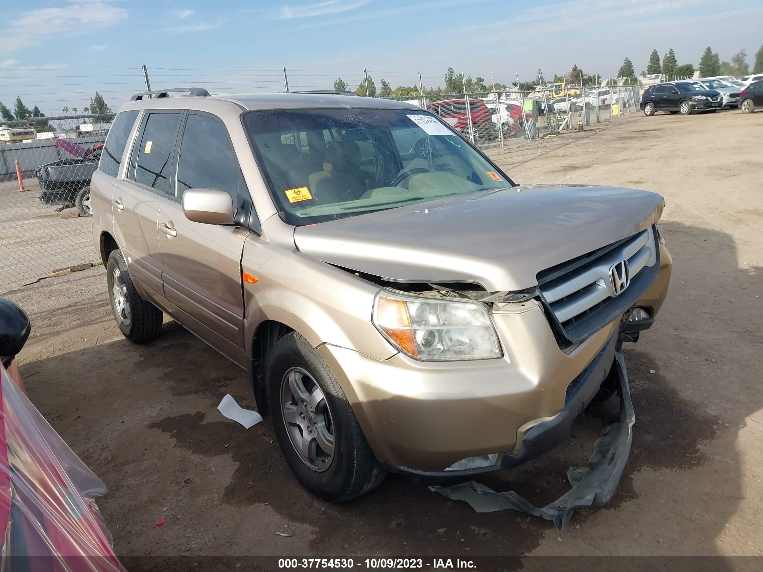 HONDA PILOT 2007 5fnyf28467b021872