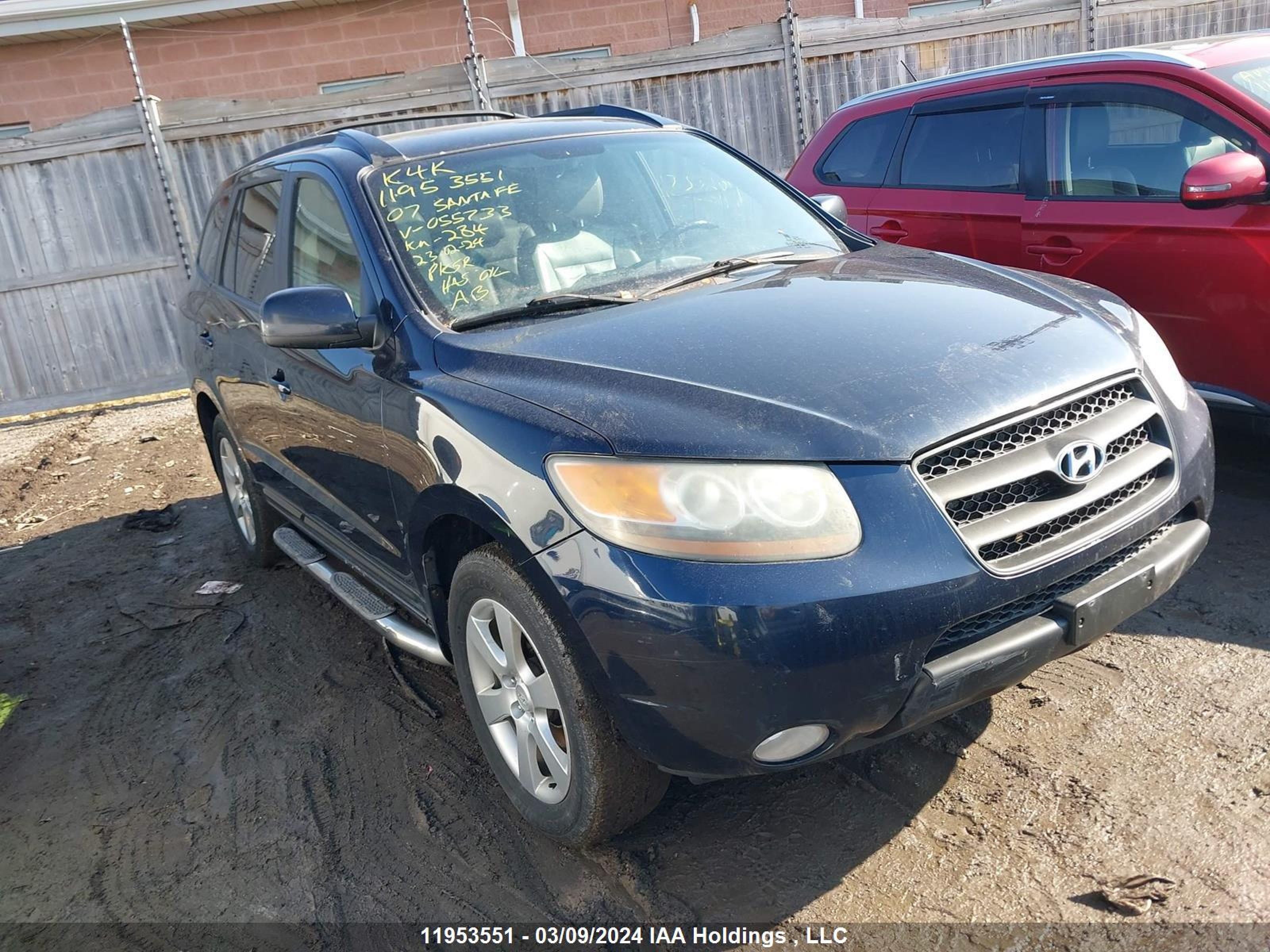 HYUNDAI SANTA FE 2007 5nmsg13e37h055733