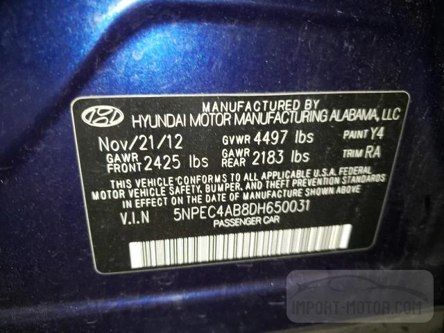 HYUNDAI SONATA 2013 5npec4ab8dh650031