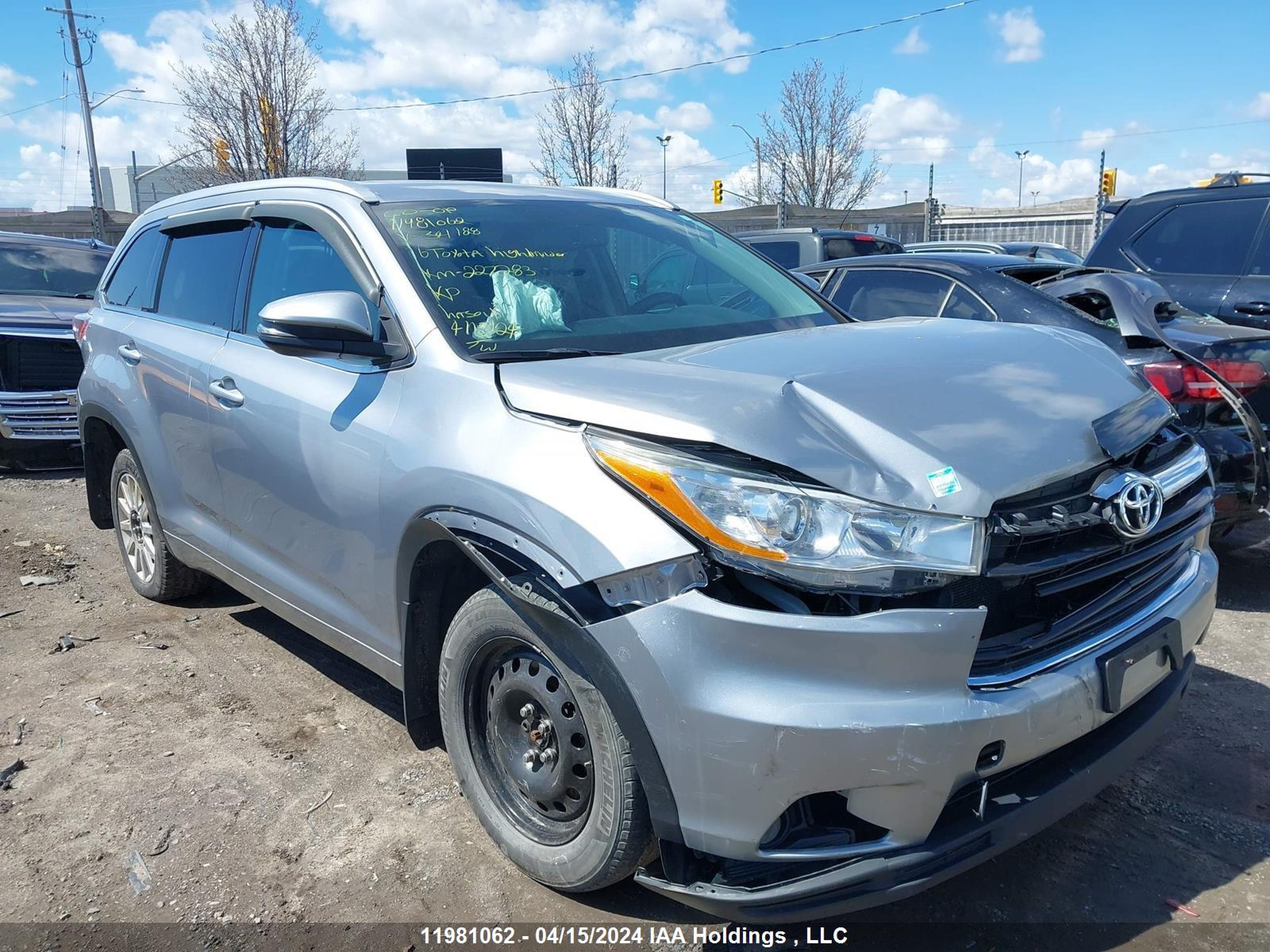 TOYOTA HIGHLANDER 2016 5tdjkrfh5gs341188