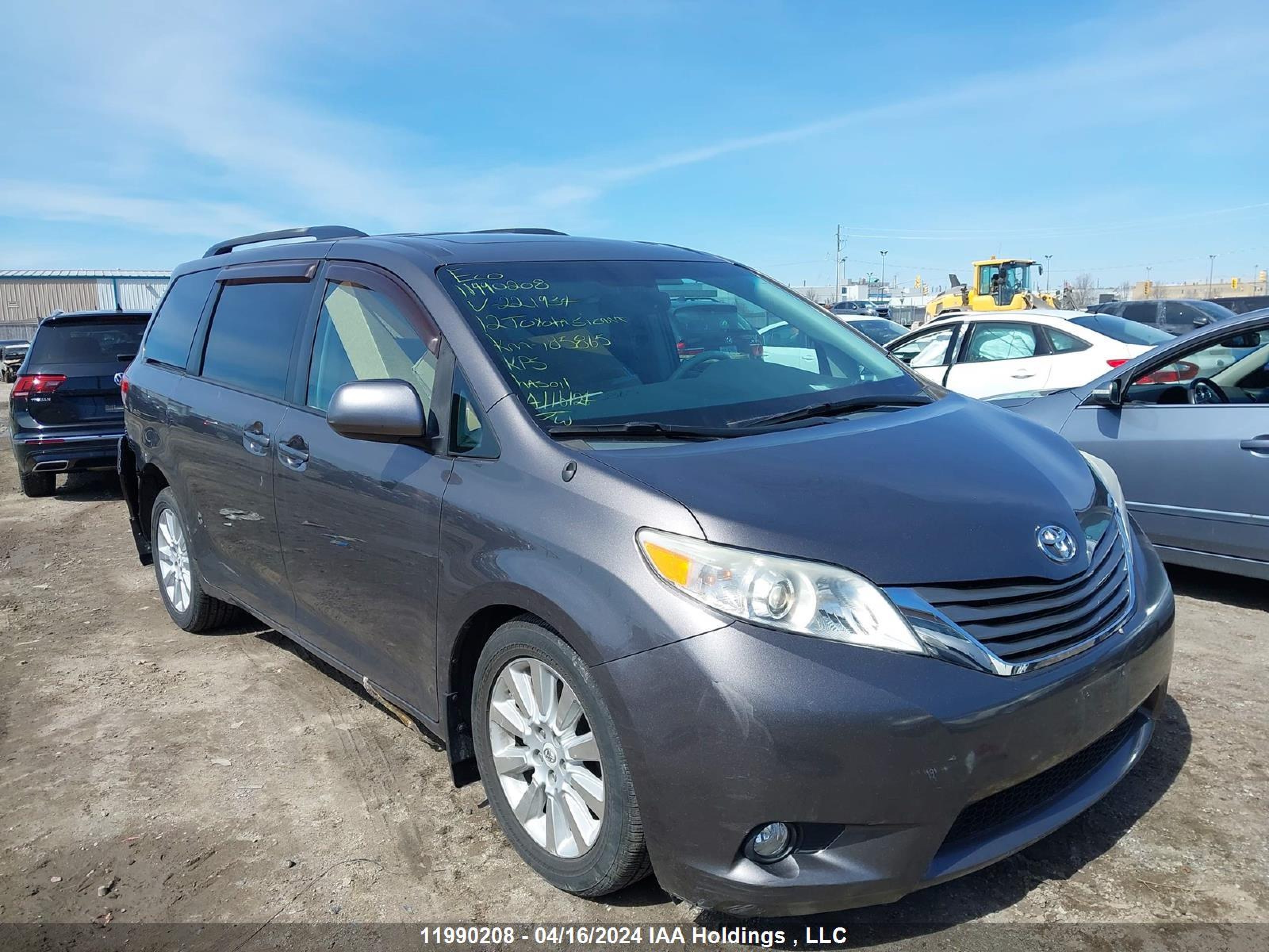 TOYOTA SIENNA 2012 5tdyk3dcxcs221934