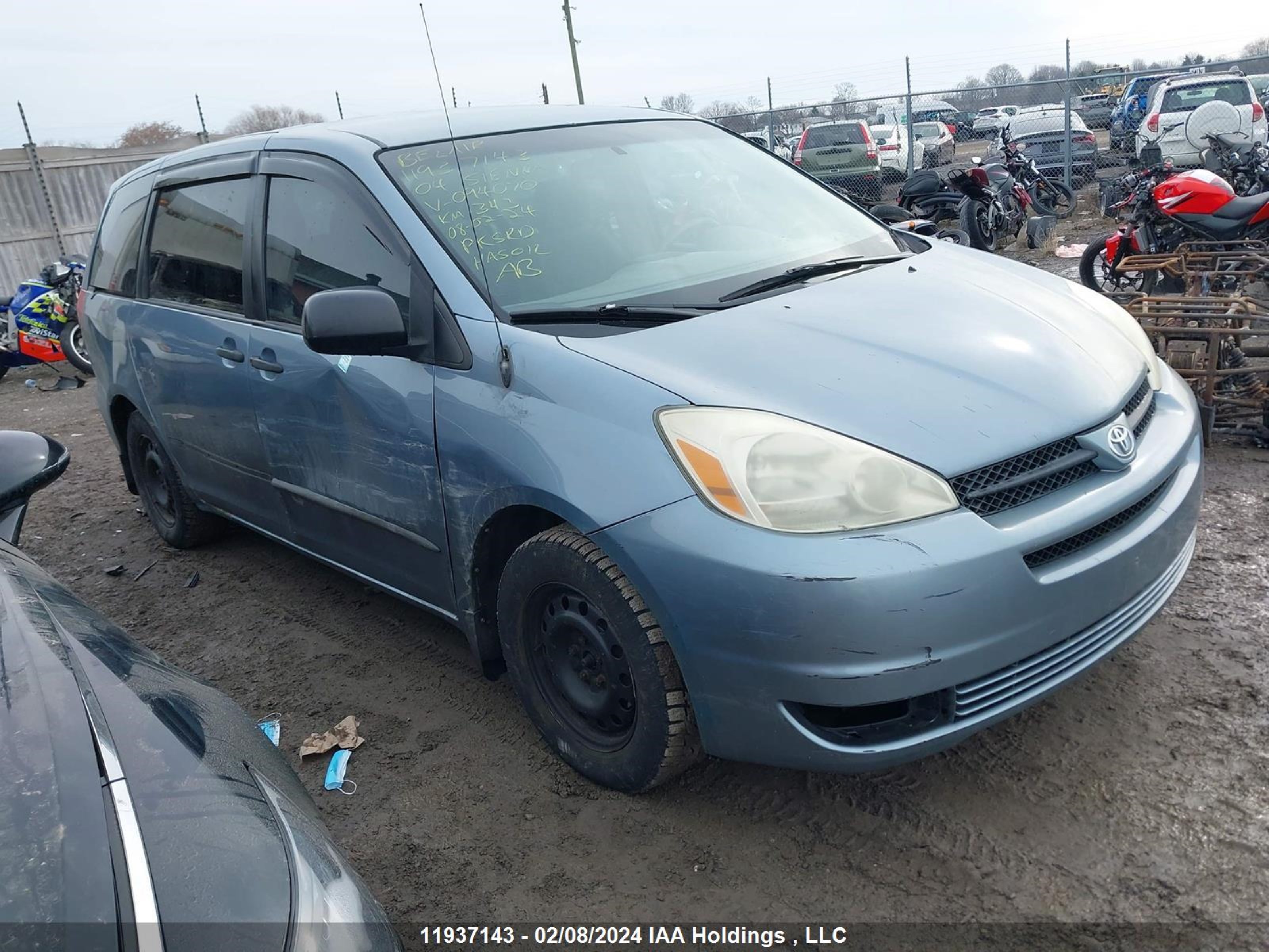 TOYOTA SIENNA 2004 5tdza29c54s094070