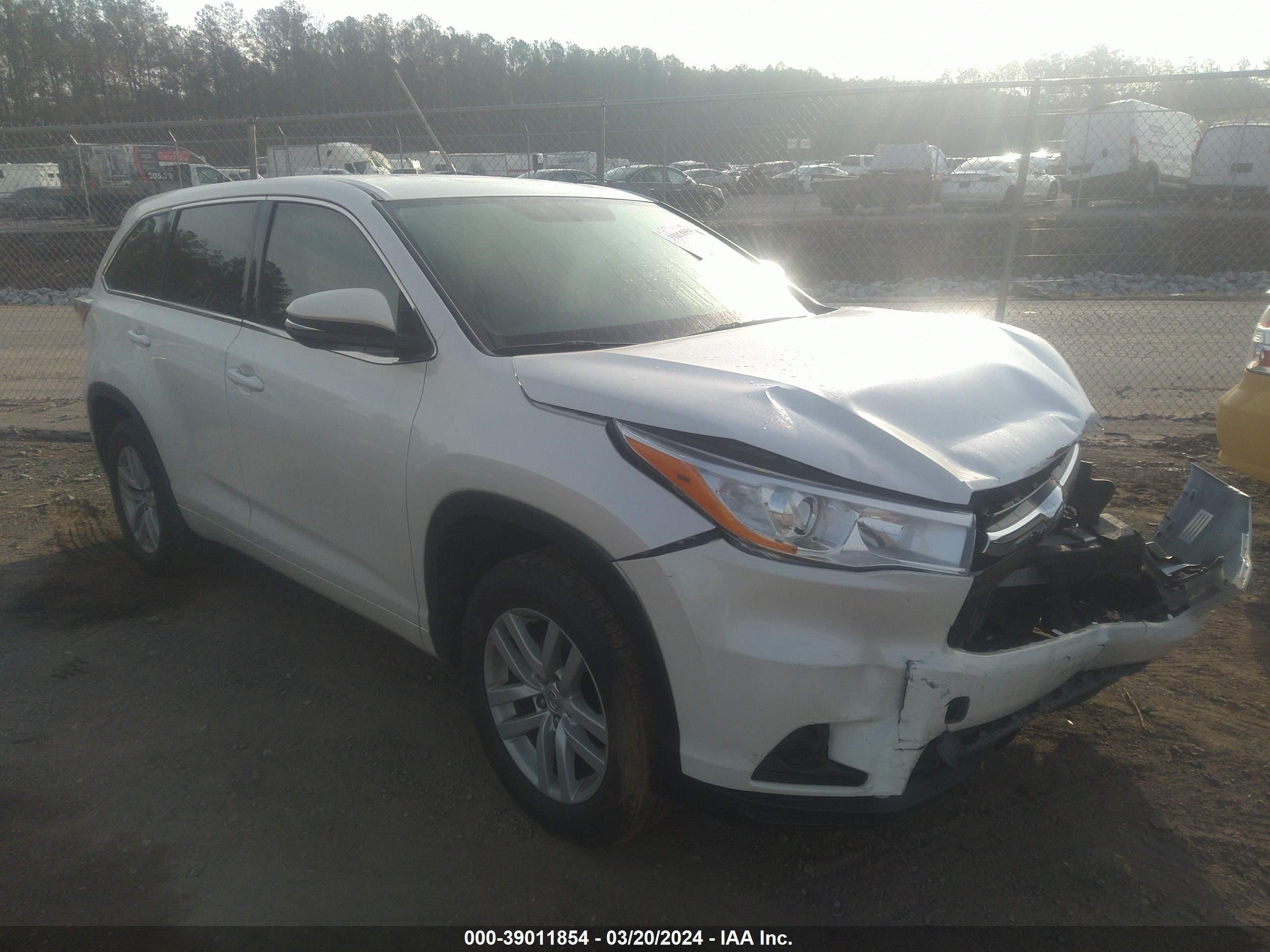 TOYOTA HIGHLANDER 2014 5tdzarfh3es007387