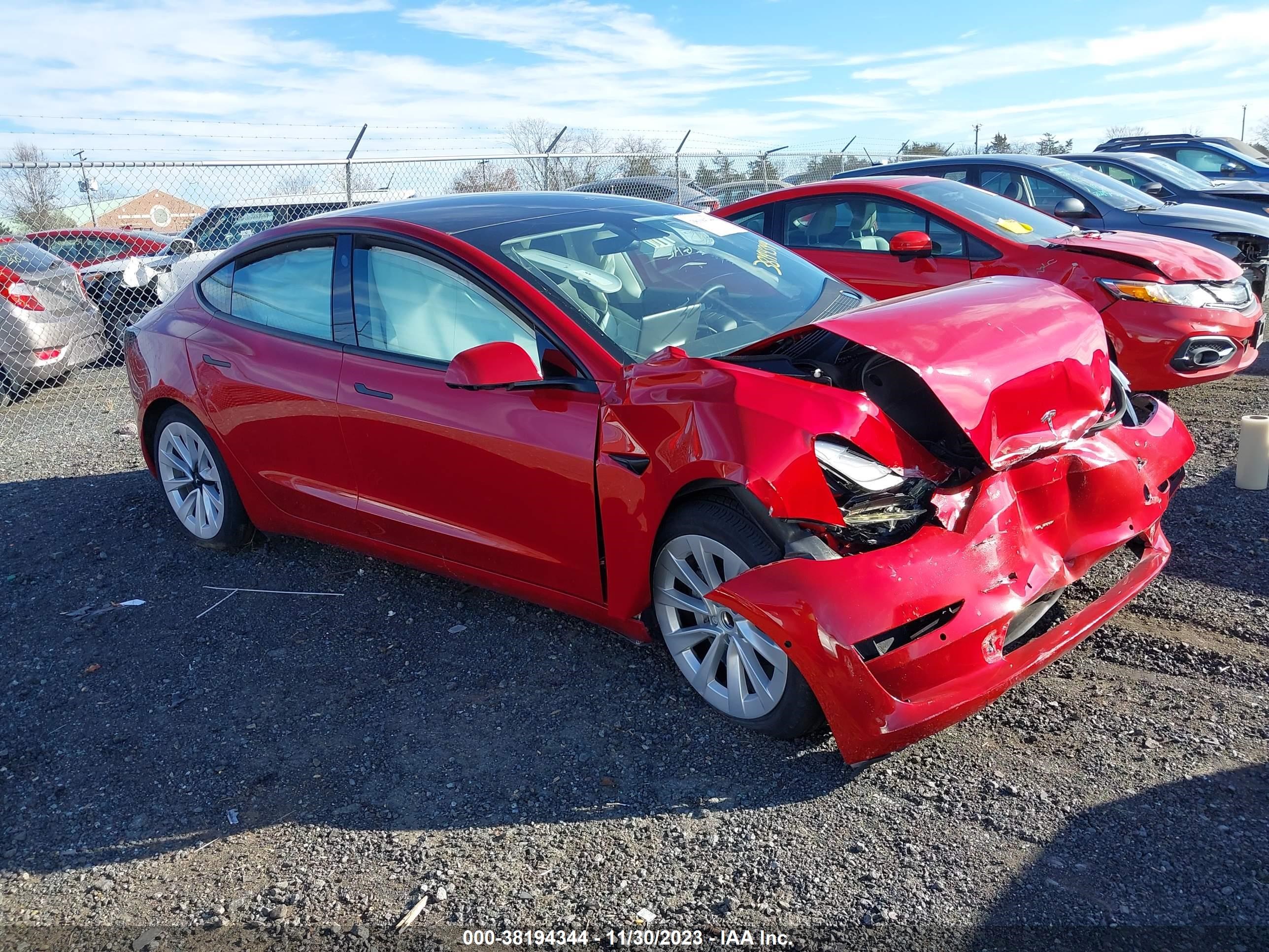 TESLA MODEL 3 2022 5yj3e1ea1nf289176