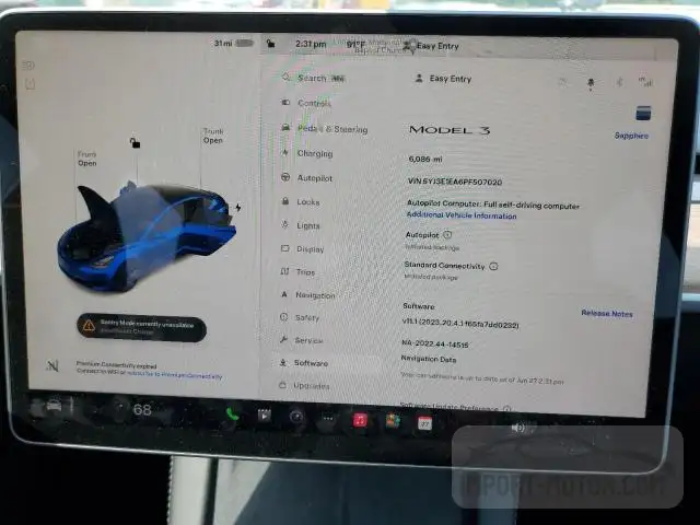 TESLA MODEL 3 2023 5yj3e1ea6pf507020