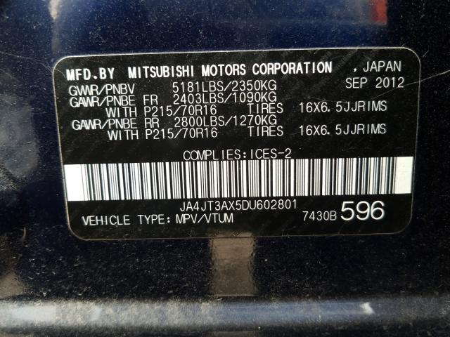 MITSUBISHI OUTLANDER 2013 ja4jt3ax5du602801