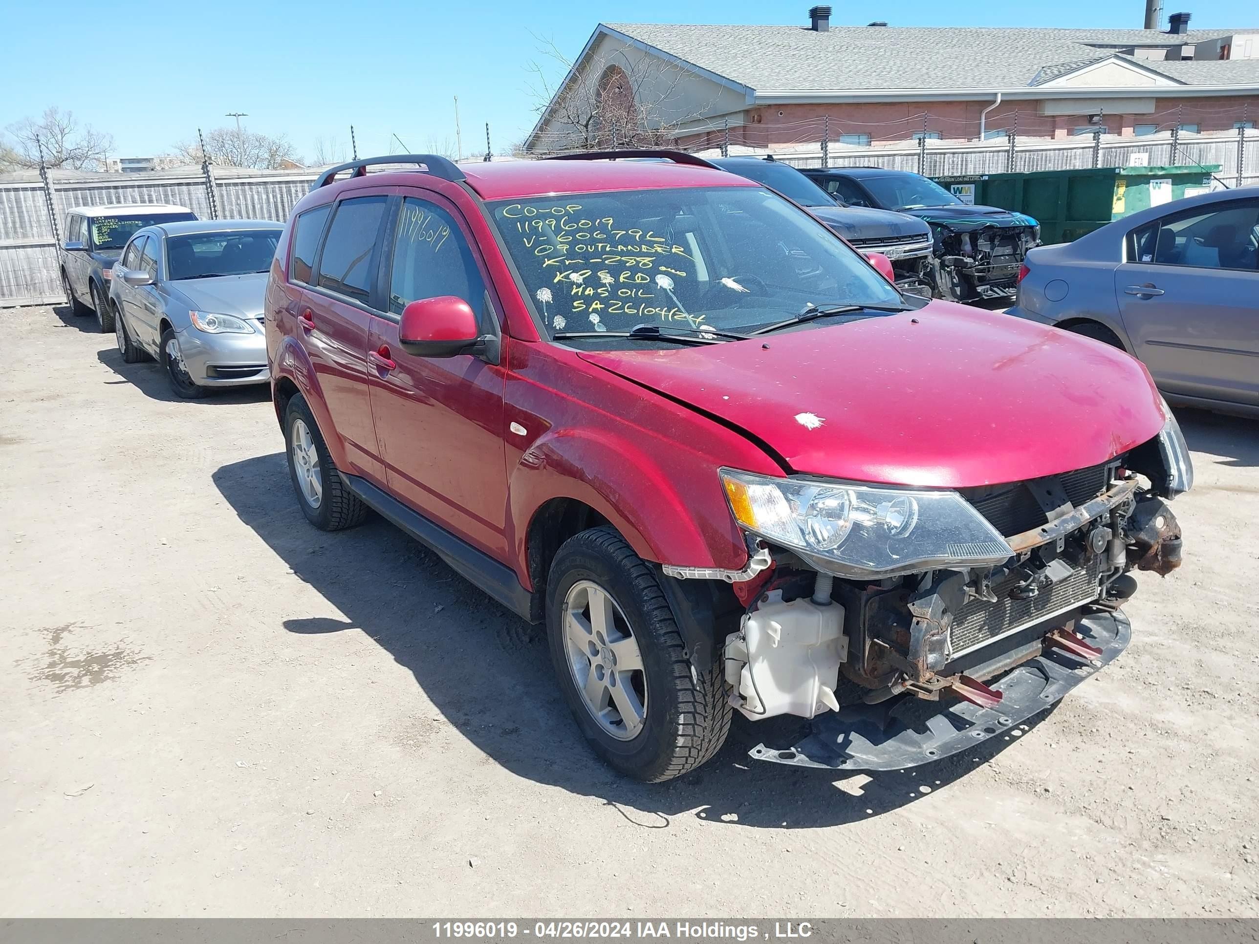 MITSUBISHI OUTLANDER 2009 ja4mt31x49z606796