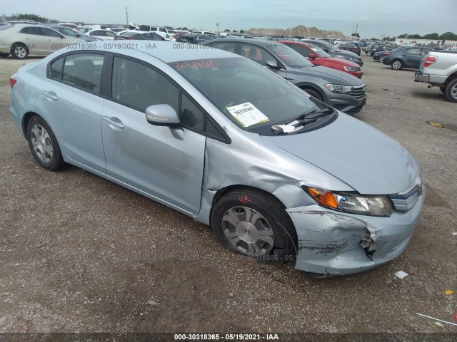 HONDA CIVIC HYBRID 2012 jhmfb4f20cs002066