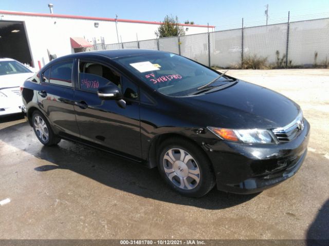 HONDA CIVIC HYBRID 2012 jhmfb4f28cs009069