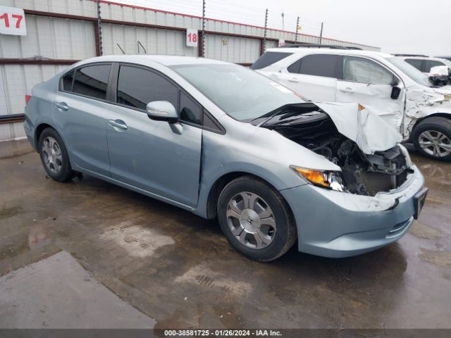 HONDA CIVIC HYBRID 2012 jhmfb4f32cs007729