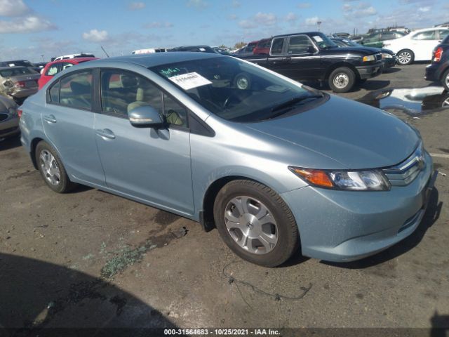 HONDA CIVIC HYBRID 2012 jhmfb4f39cs006531