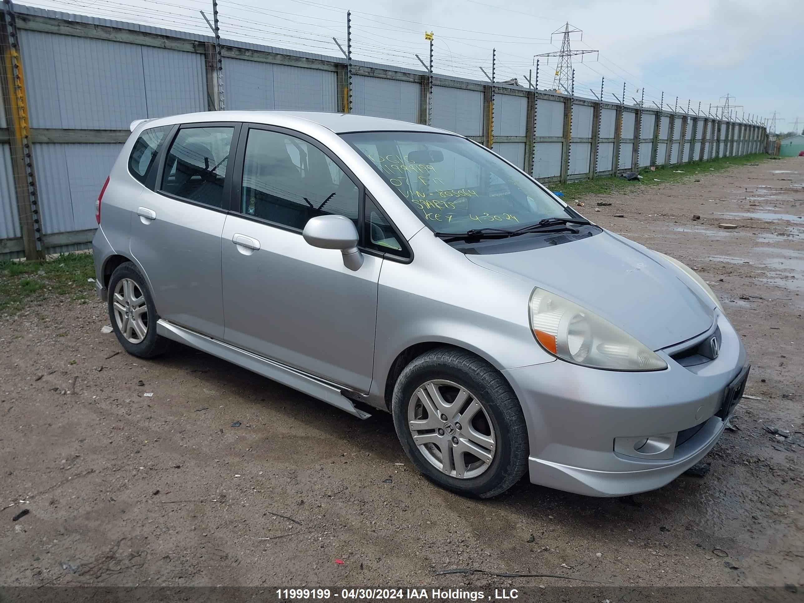 HONDA FIT 2007 jhmgd38647s803064