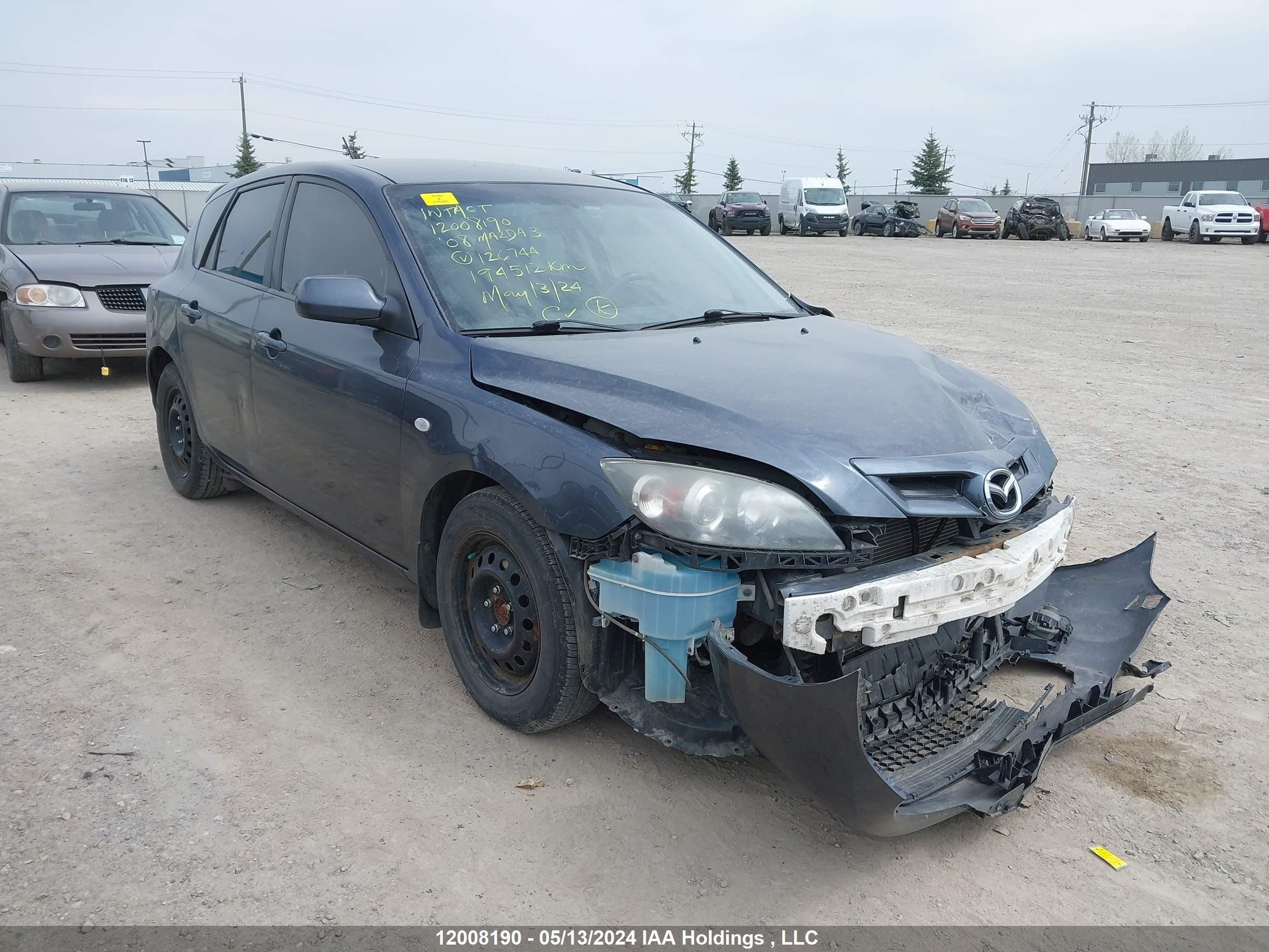 MAZDA 3 2008 jm1bk34f681126744