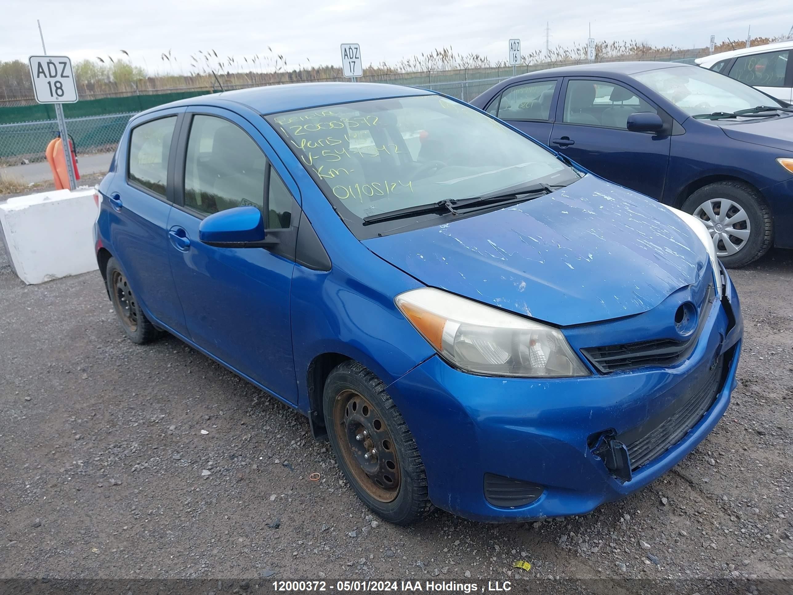 TOYOTA YARIS 2013 jtdktud37dd547342