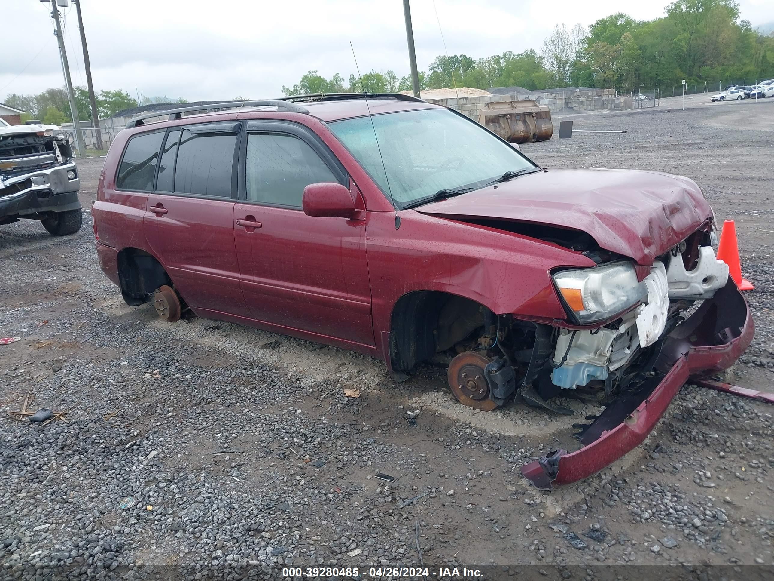 TOYOTA HIGHLANDER 2005 jtedd21a950125221