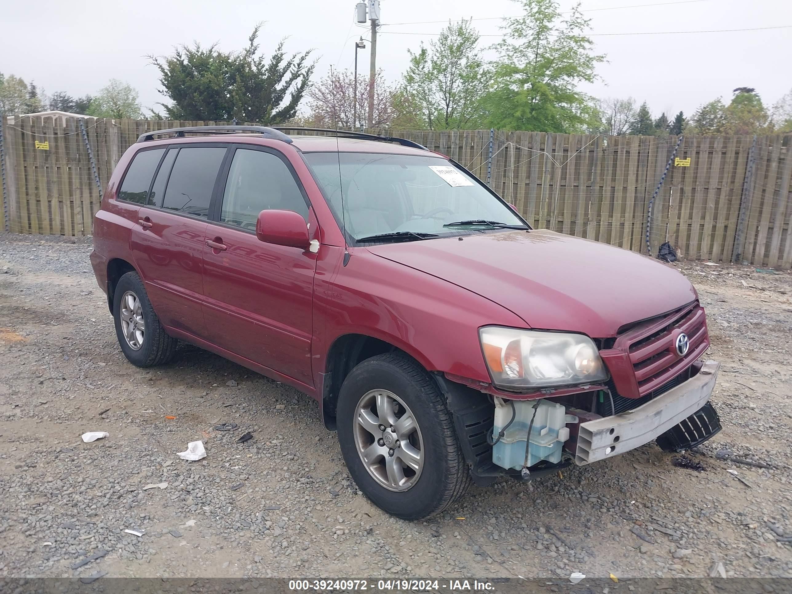 TOYOTA HIGHLANDER 2006 jtedp21a960115846