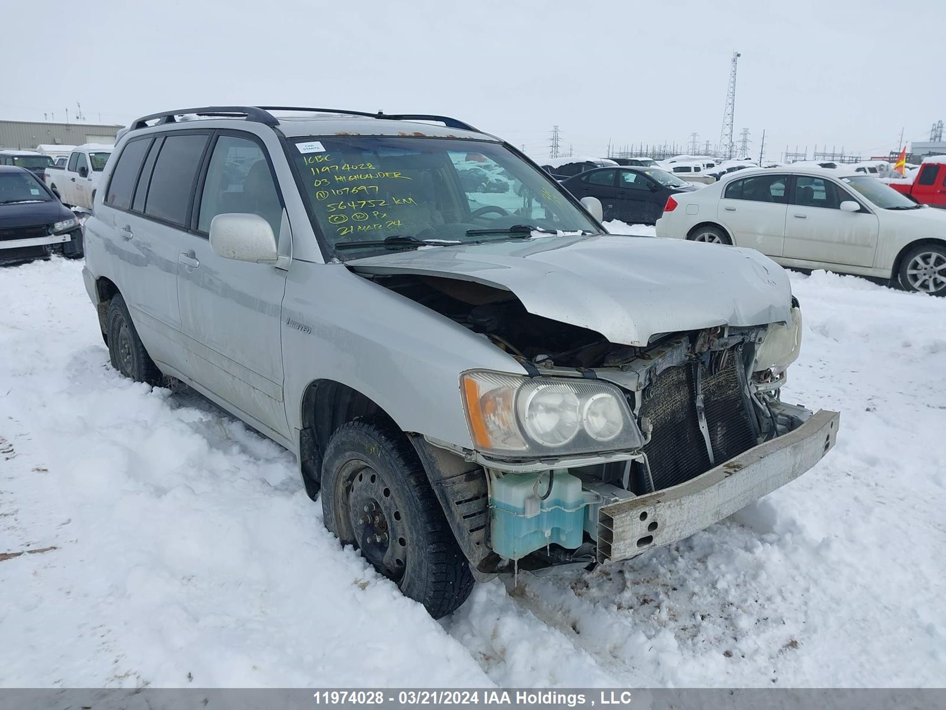 TOYOTA HIGHLANDER 2003 jtehf21a030107697