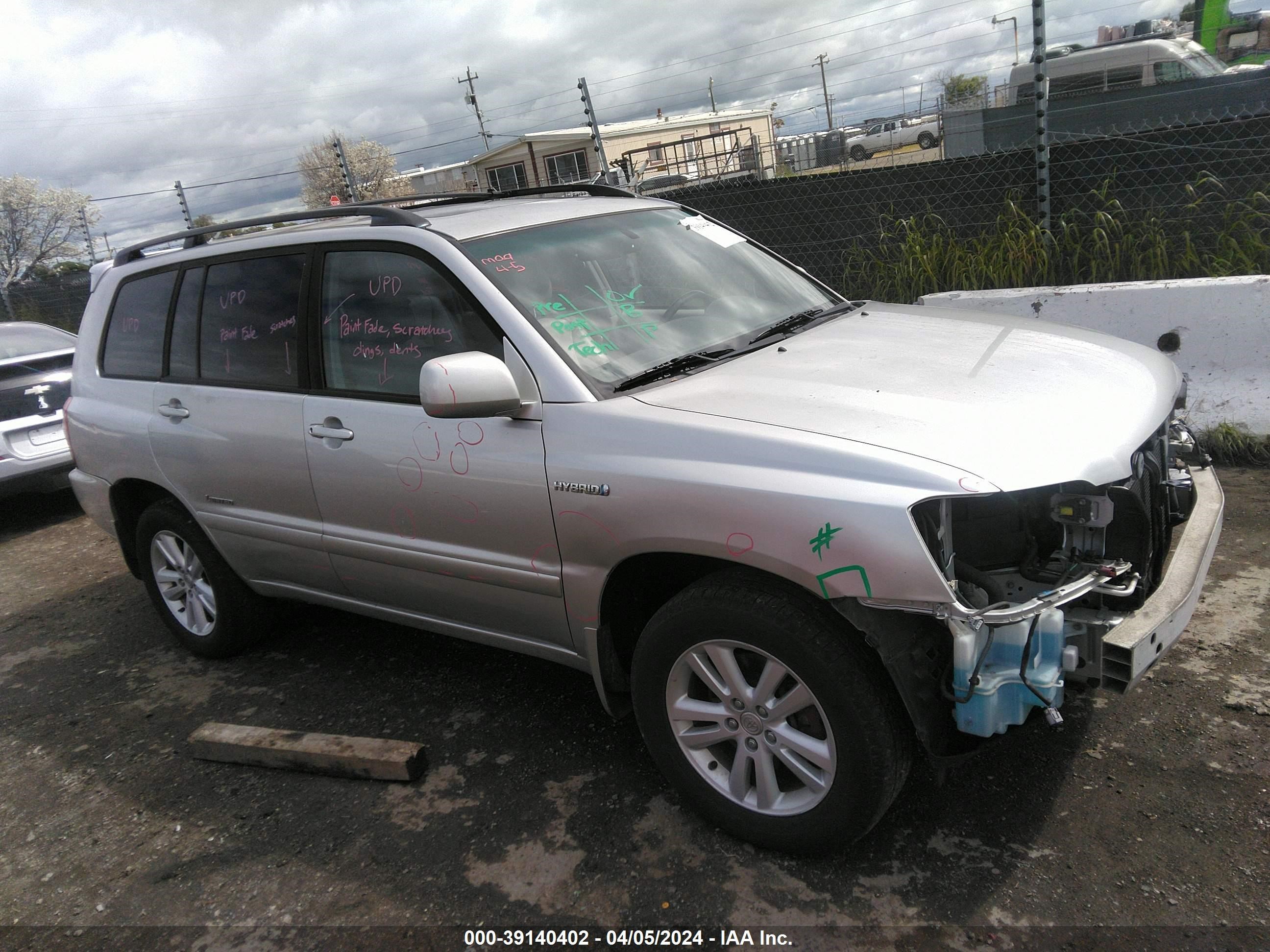 TOYOTA HIGHLANDER 2007 jtehw21a170037830