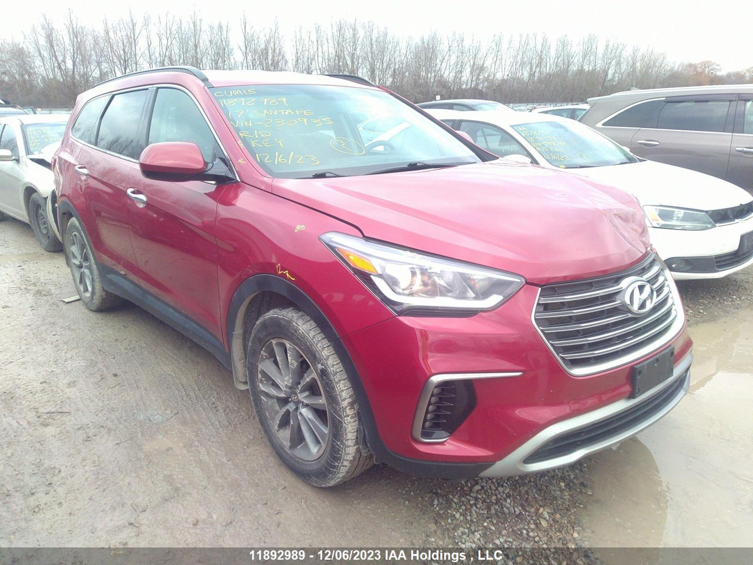 HYUNDAI SANTA FE 2017 km8sm4hf1hu230935