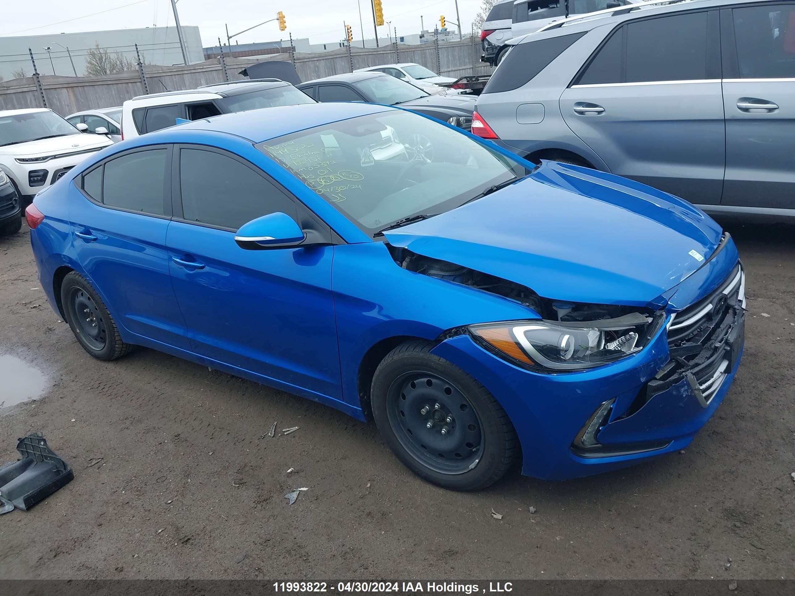 HYUNDAI ELANTRA 2017 kmhd84lf1hu122951