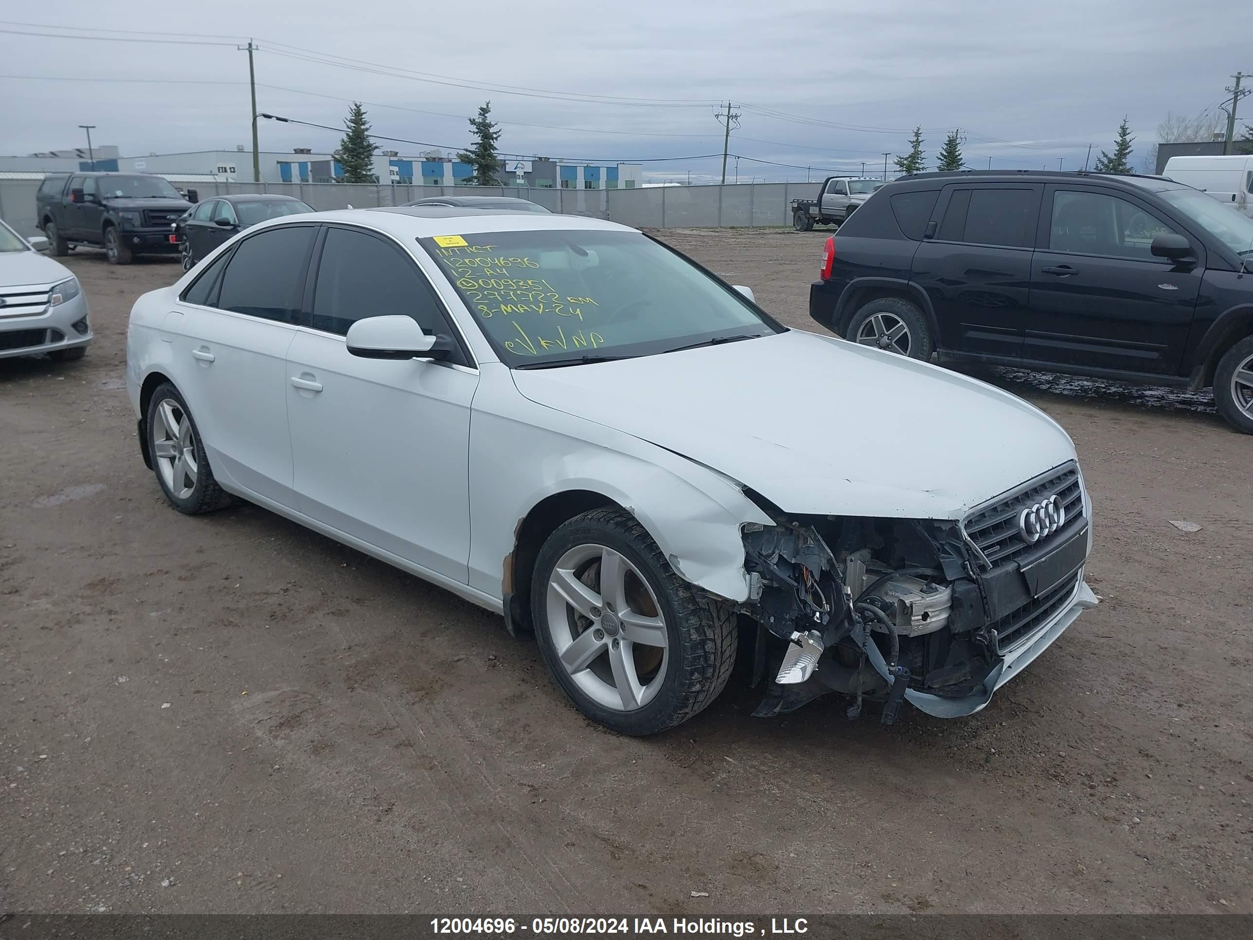 AUDI A4 2012 wauhfcfl5cn009351