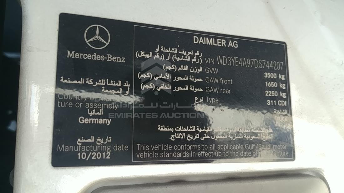 MERCEDES SPRINTER 2013 wd3ye4a97ds744207