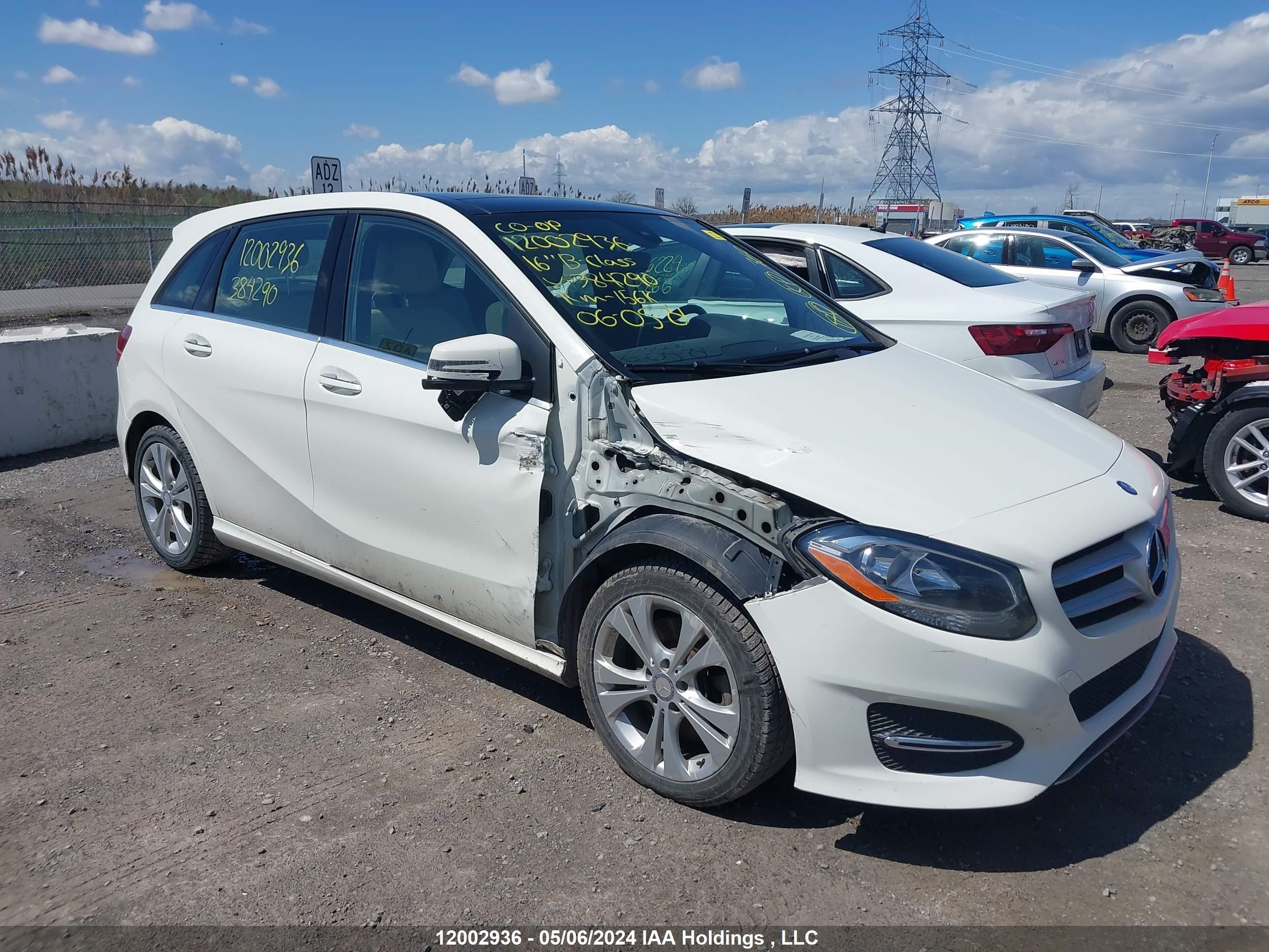 MERCEDES-BENZ B-KLASSE 2016 wddmh4gb8gj384290